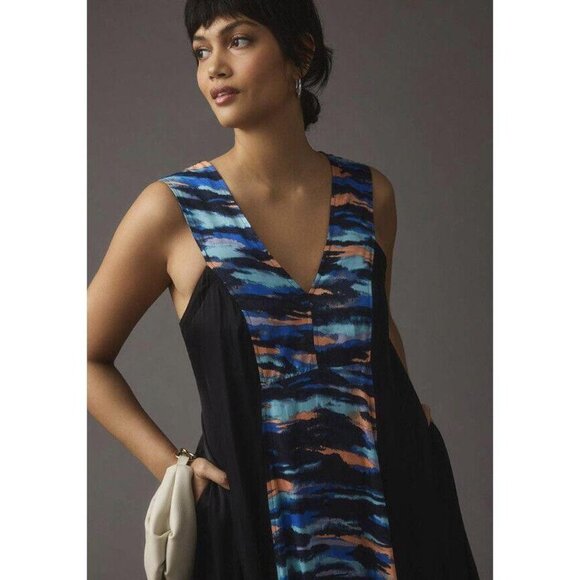 Anthropologie Maeve V-neck Abstract Maxi Dress Sleeveless Size 0 NWT - Picture 3 of 8